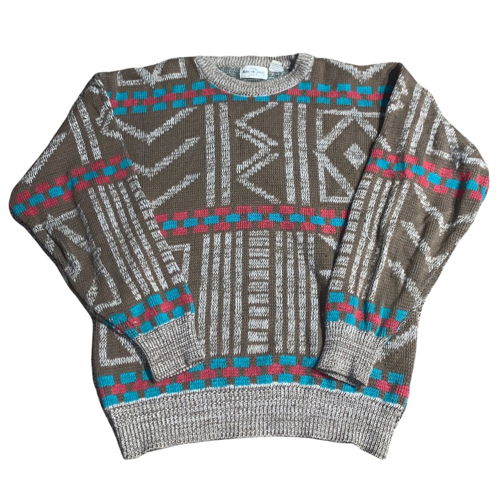 Vintage 90s Jean Michaud Acrylic Geometric Knit Sweater